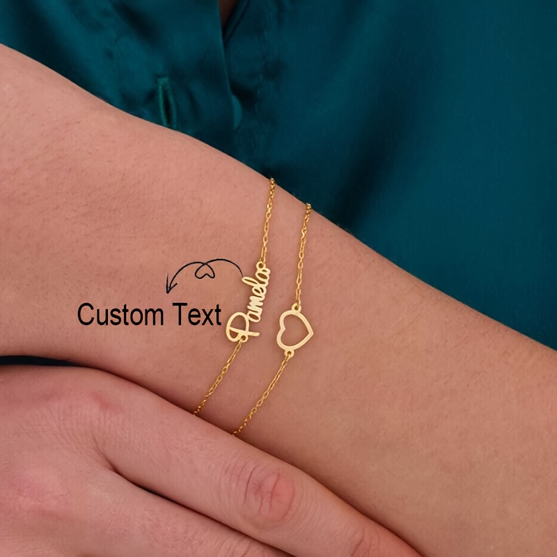 Personalized Double Chain Name Bracelet for Women & Men, Custom Engraved